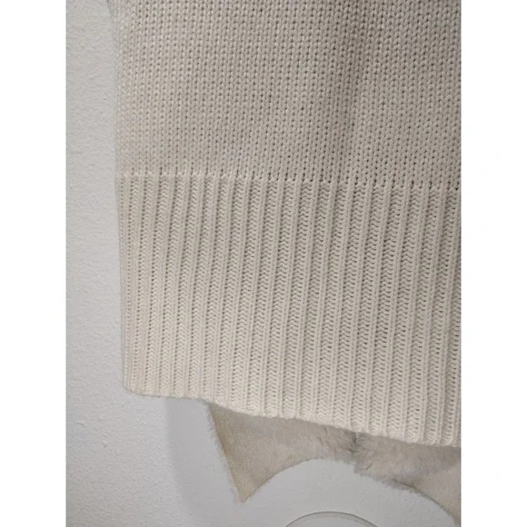 3/$20 LOFT Ivory Cream White Suede Sherpa Open Front Knit Vest Size XS - Picture 6 of 7